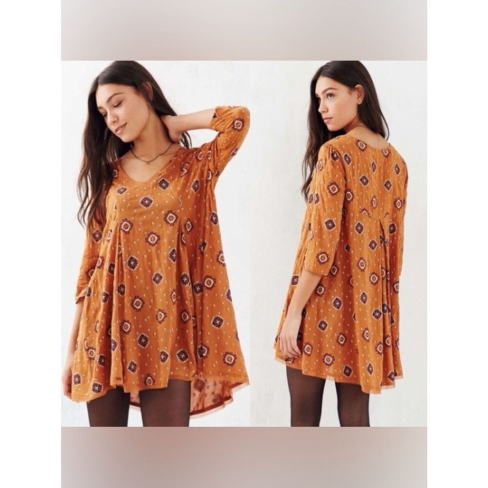 Urban Outfitters Ecote Mustard Printed Boho Tunic